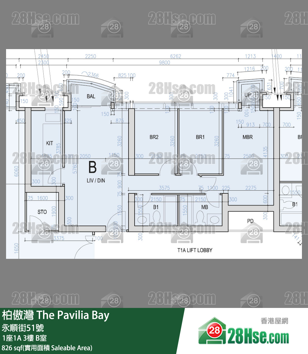 柏傲灣 1座1A3樓 B室 平面圖