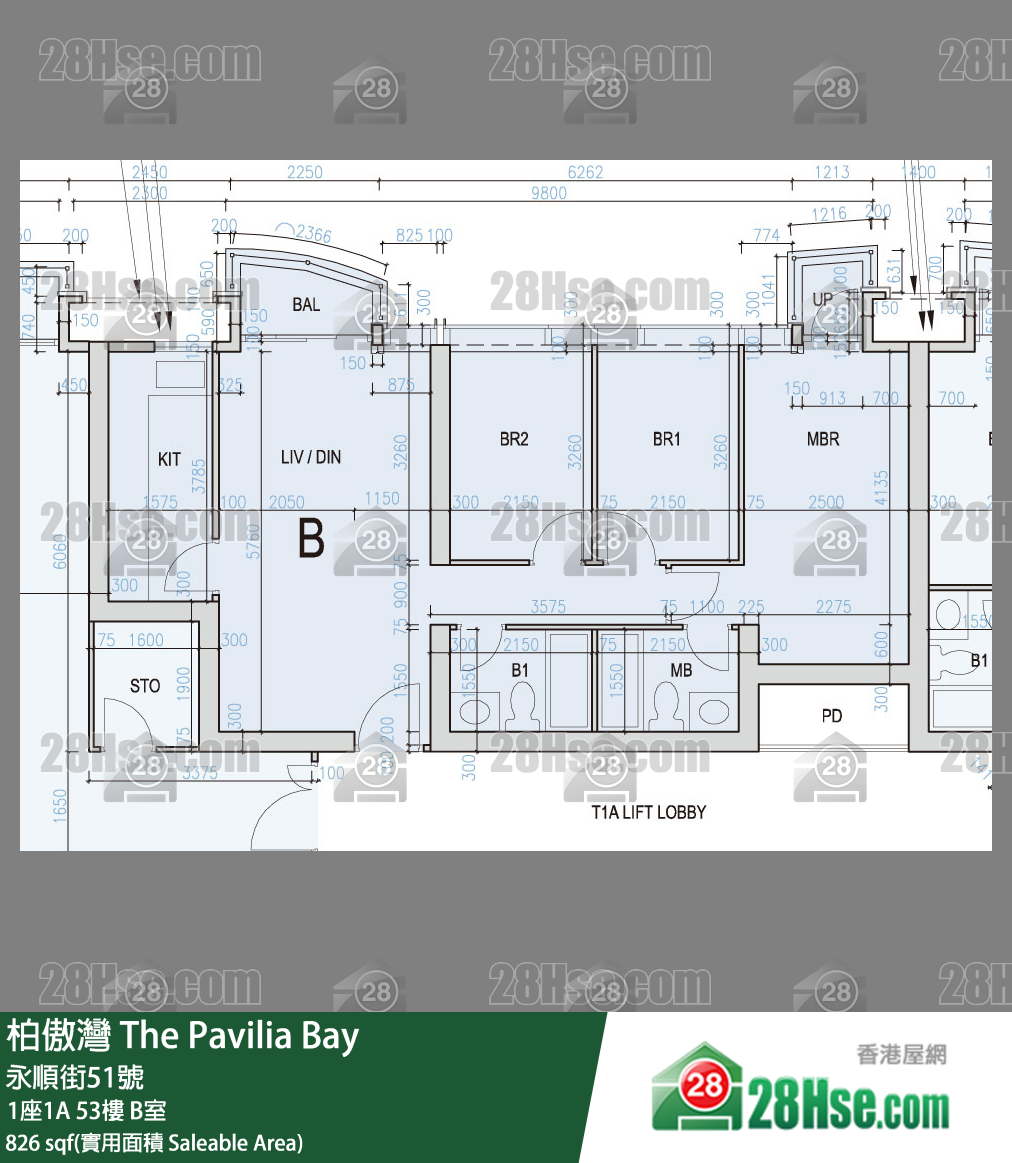 柏傲灣 1座1A53樓 B室 平面圖
