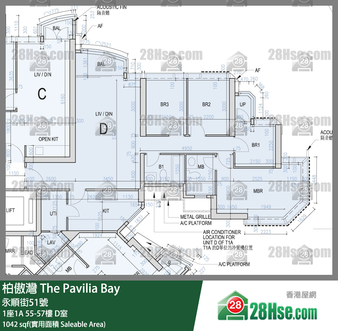 柏傲灣 1座1A 56樓 D室 平面圖