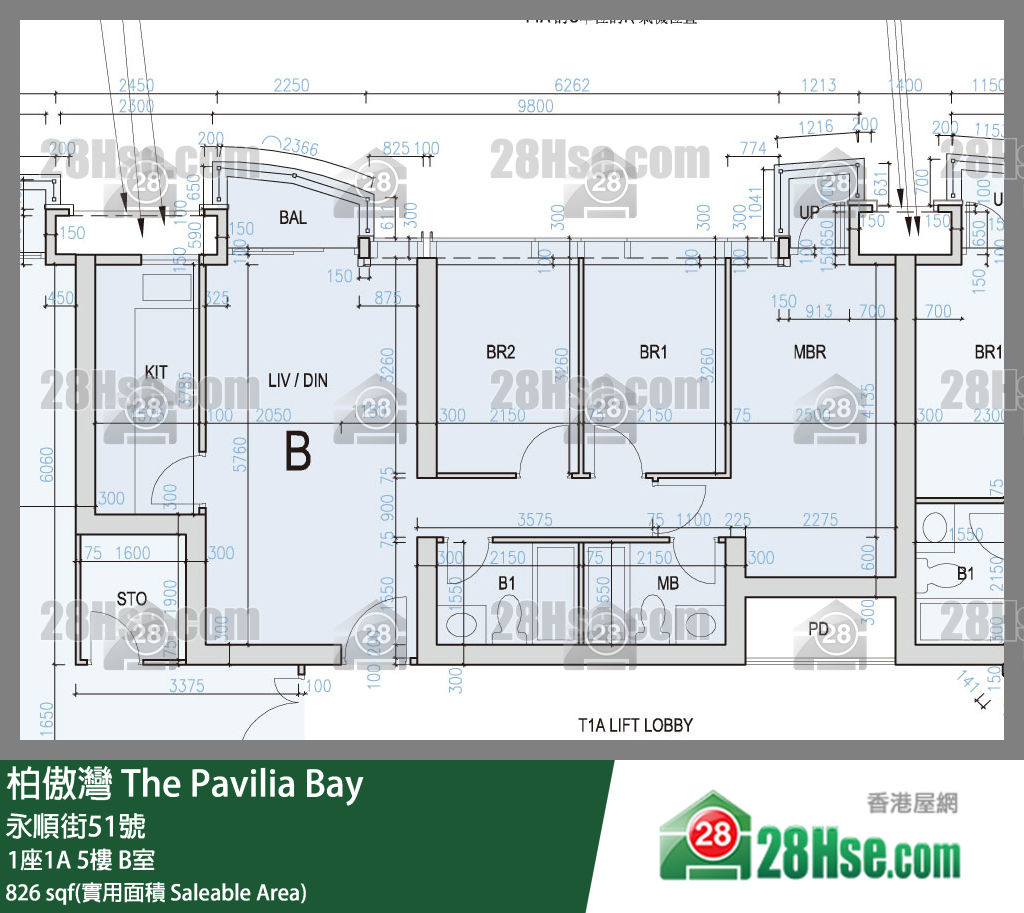 柏傲灣 1座1A5樓 B室 平面圖