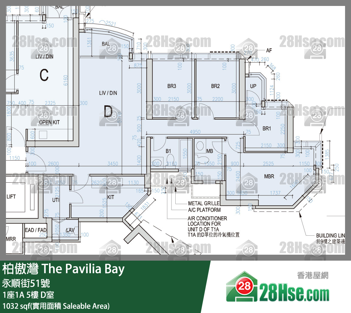 柏傲灣 1座1A 5樓 D室 平面圖