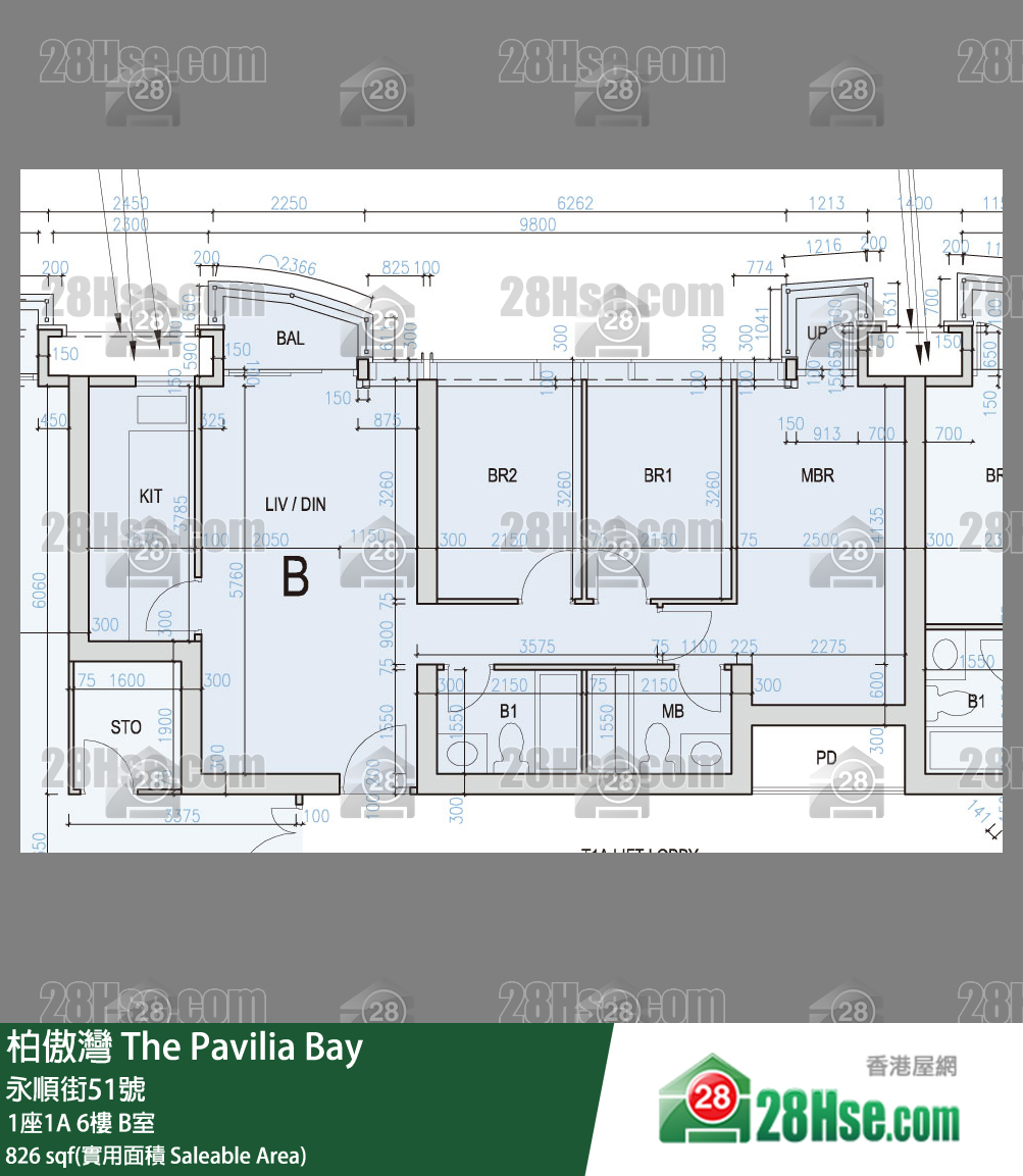 柏傲灣 1座1A6樓 B室 平面圖