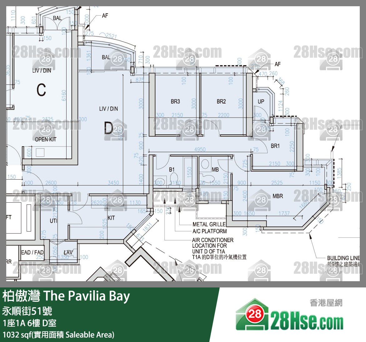 柏傲灣 1座1A 6樓 D室 平面圖