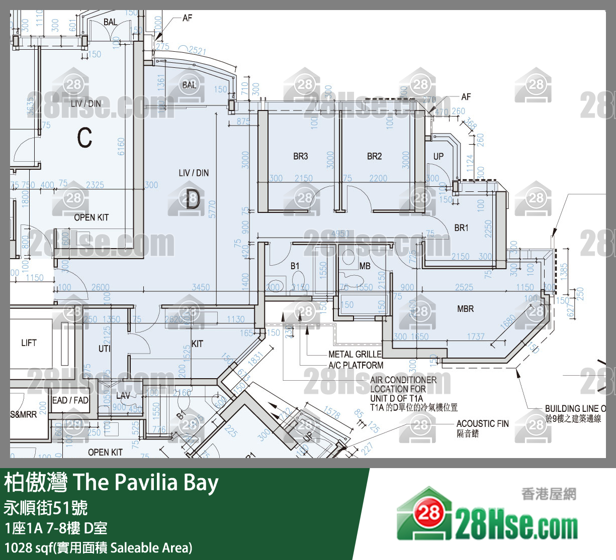 柏傲灣 1座1A7樓 D室 平面圖