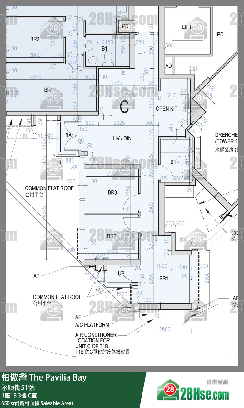 柏傲灣 1座1B 3樓 C室 平面圖