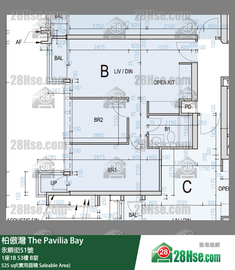柏傲灣 1座1B53樓 B室 平面圖