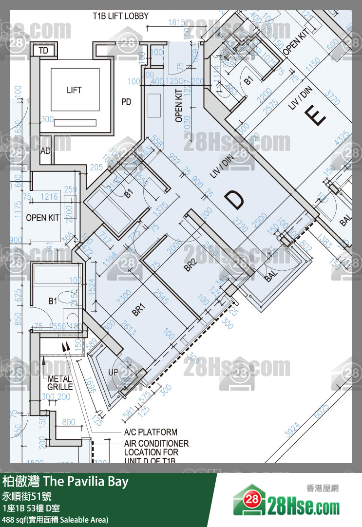柏傲灣 1座1B53樓 D室 平面圖