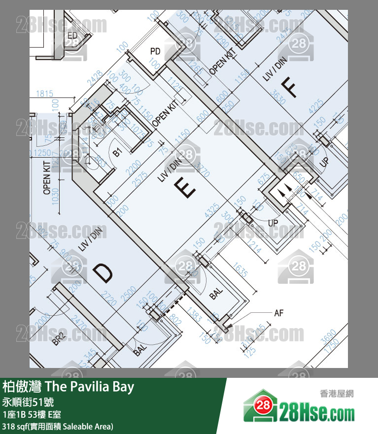 柏傲灣 1座1B53樓 E室 平面圖