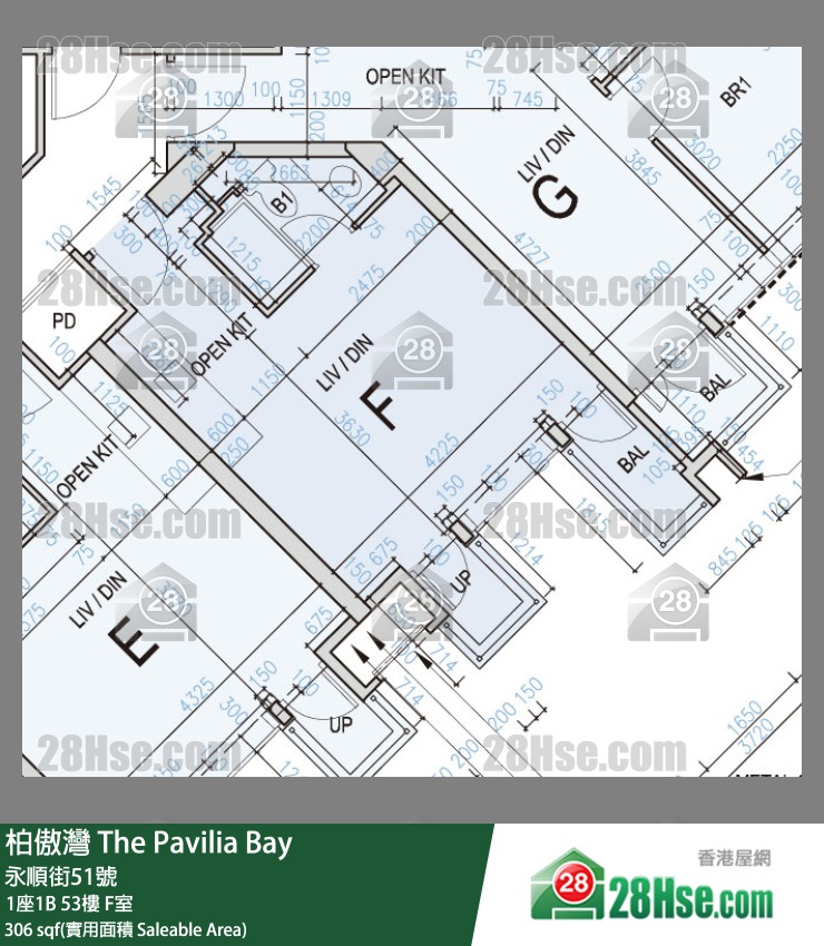 柏傲湾 1座1B53楼 F室 平面图