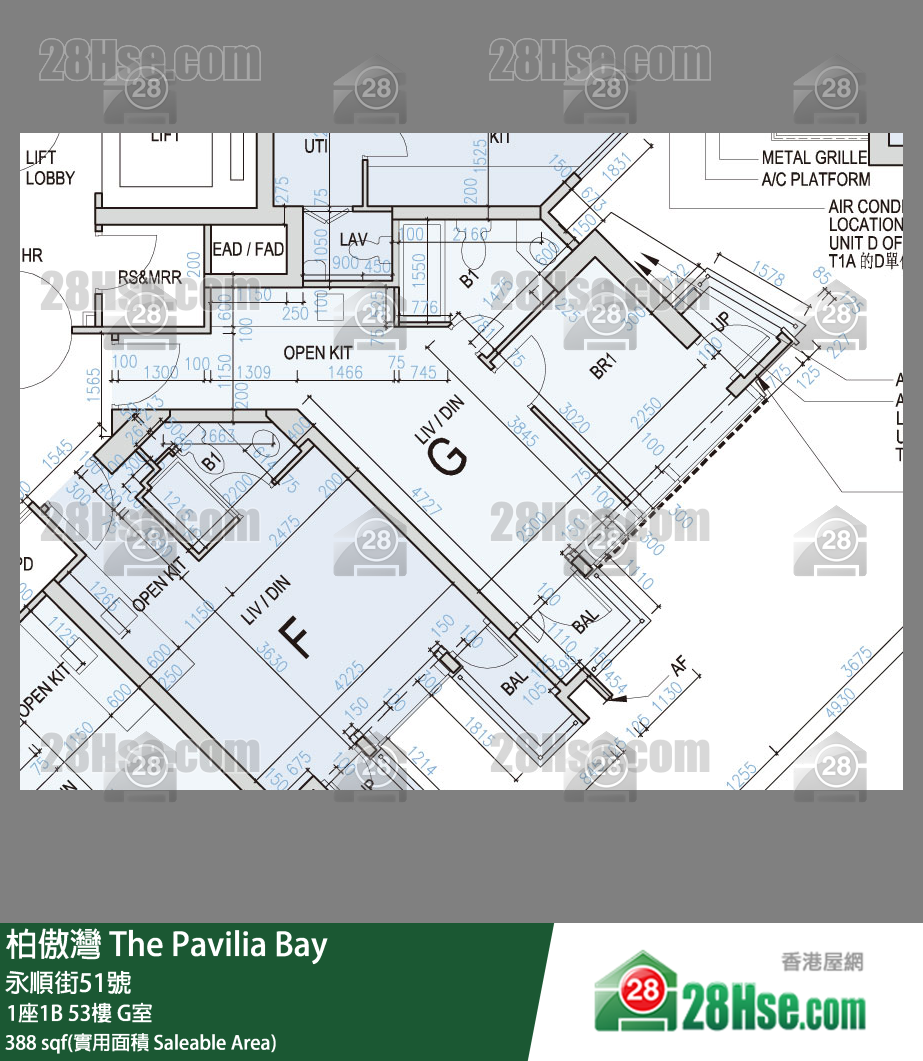 柏傲灣 1座1B 53樓 G室 平面圖