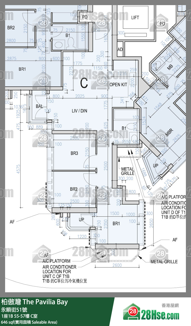 柏傲灣 1座1B 57樓 C室 平面圖