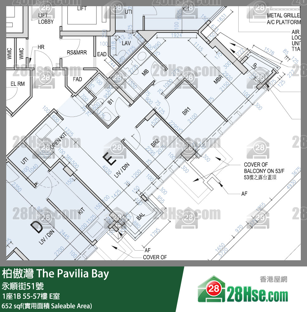 柏傲灣 1座1B56樓 E室 平面圖