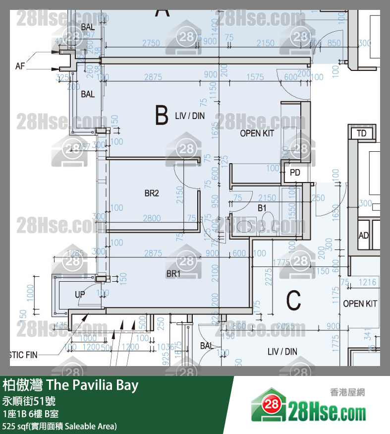 柏傲灣 1座1B 6樓 B室 平面圖