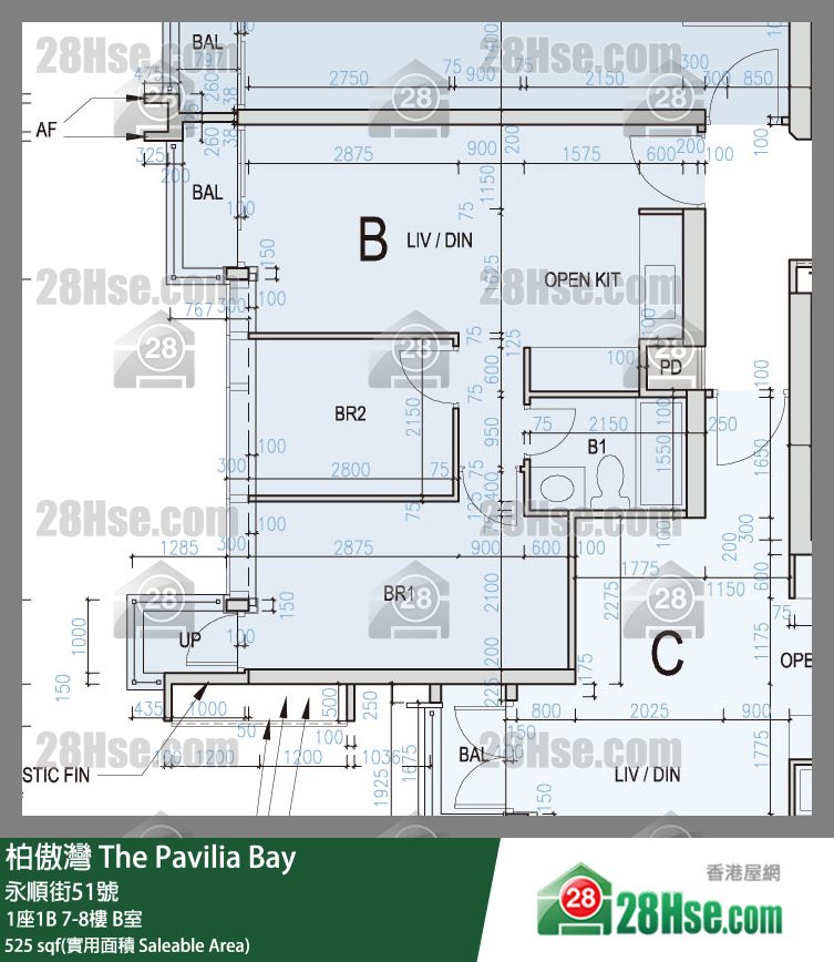 柏傲灣 1座1B7樓 B室 平面圖
