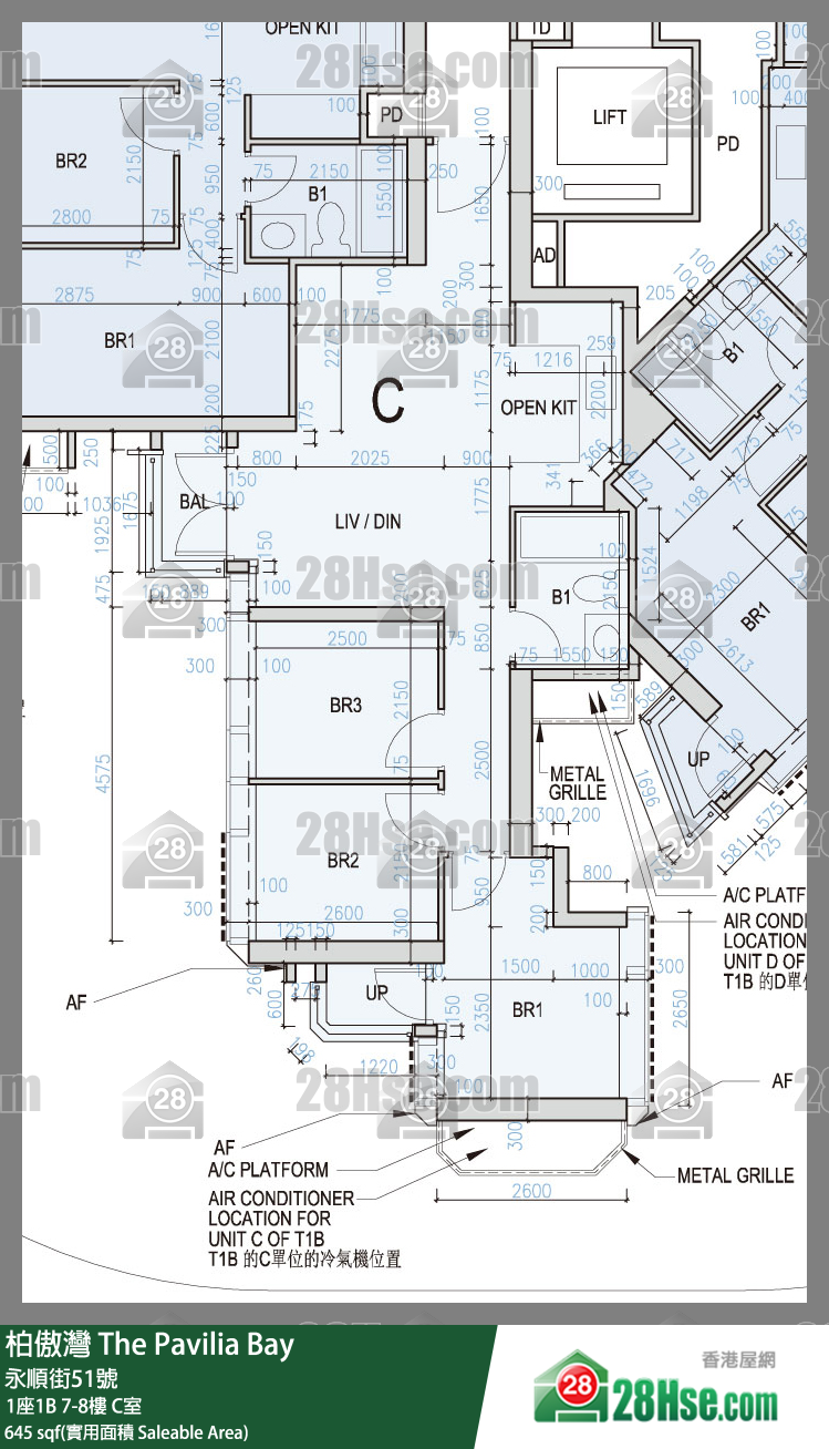柏傲灣 1座1B7樓 C室 平面圖