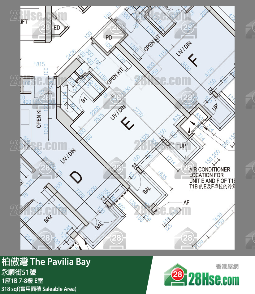 柏傲灣 1座1B7樓 E室 平面圖