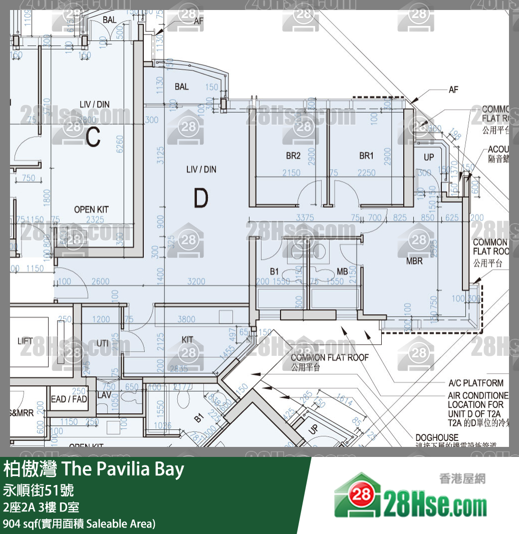柏傲灣 2座2A 3樓 D室 平面圖