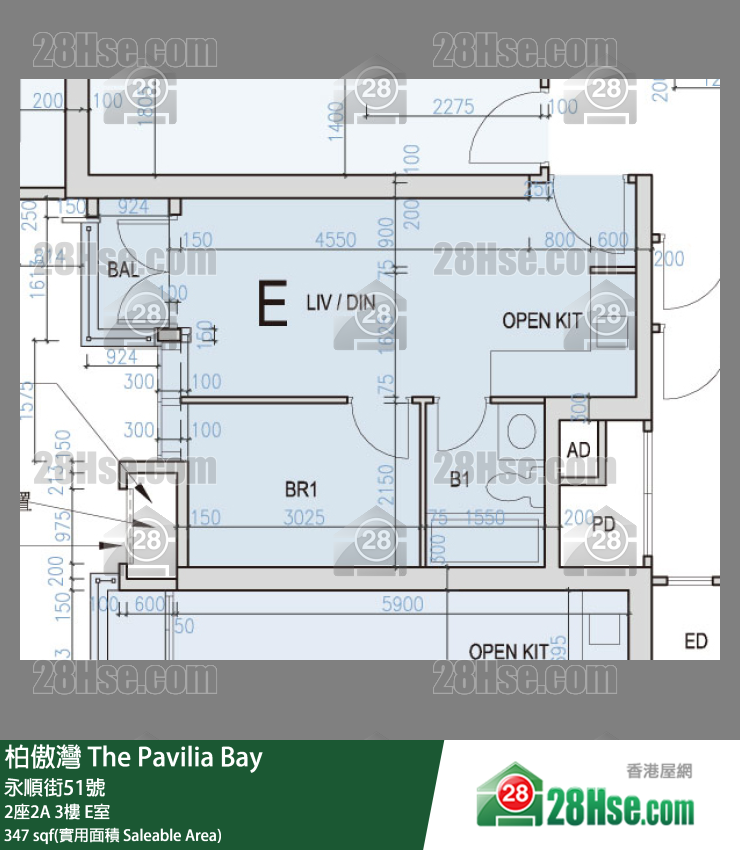 柏傲灣 2座2A 3樓 E室 平面圖