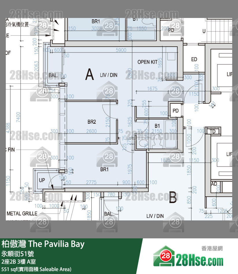 柏傲湾 2座2B3楼 A室 平面图