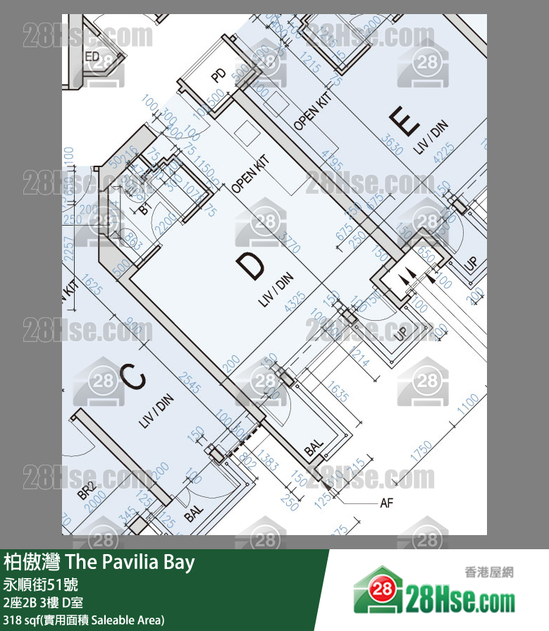 柏傲灣 2座2B3樓 D室 平面圖