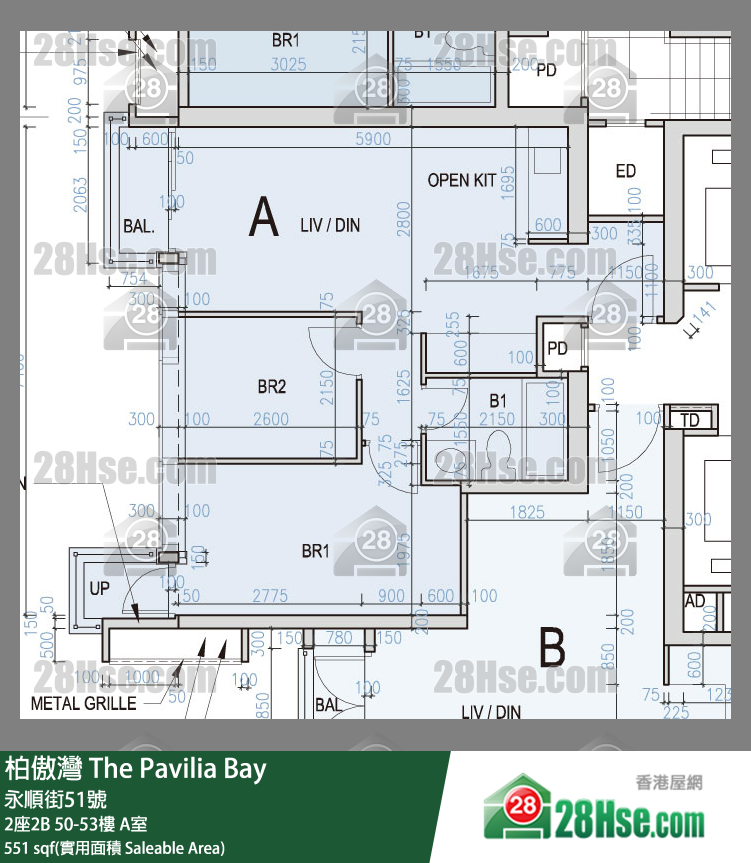 柏傲灣 2座2B51樓 A室 平面圖