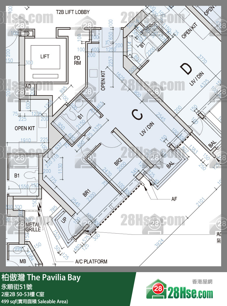 柏傲灣 單位平面圖(由 28Hse 提供)