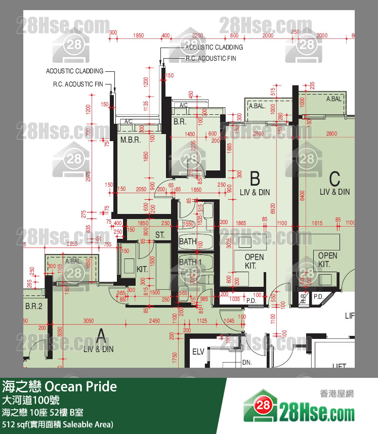 Ocean Pride, Flat B, 52/F, Tower 10 FloorPlan