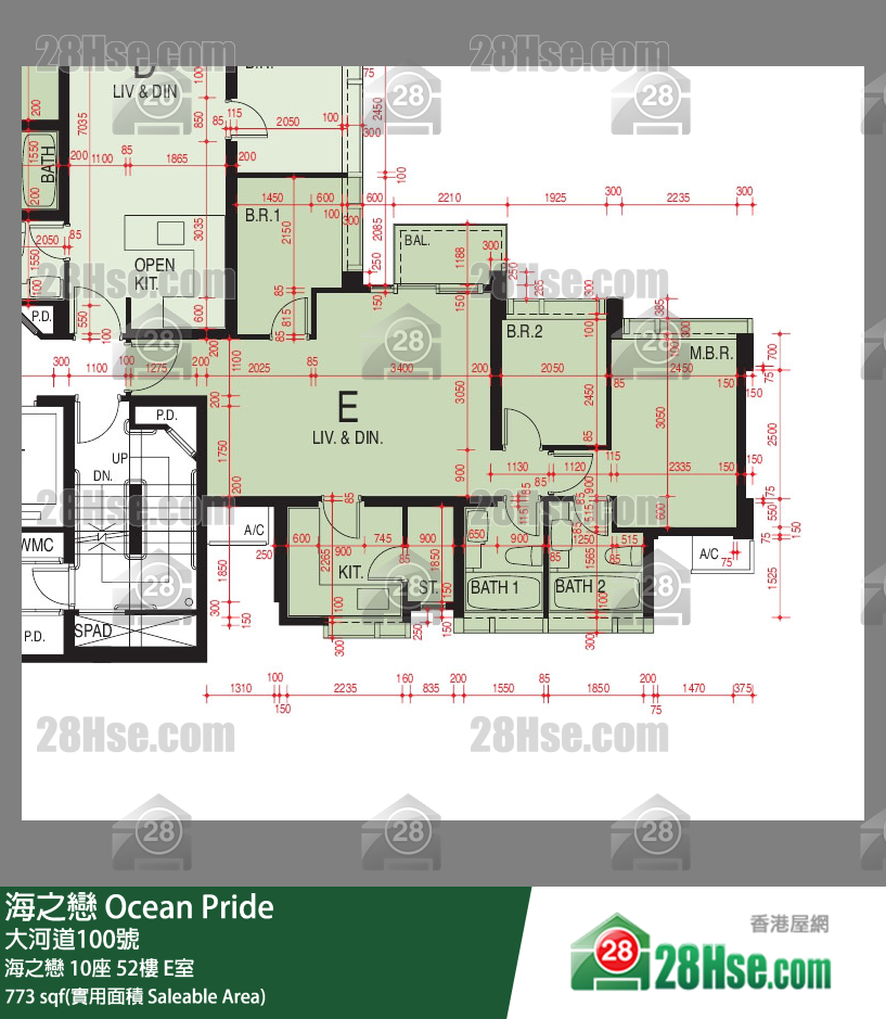 海之戀 海之戀 10座 52樓 E室 平面圖