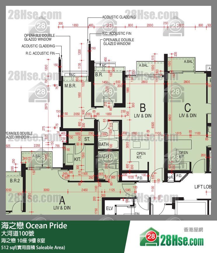 海之恋 海之恋10座9楼 B室 平面图