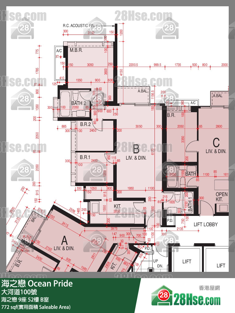 海之戀 海之戀 9座 52樓 B室 平面圖