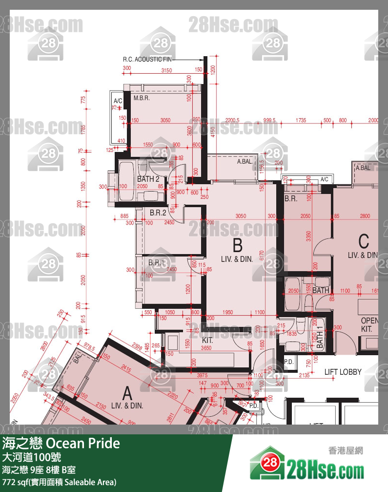 海之戀 海之戀9座8樓 B室 平面圖