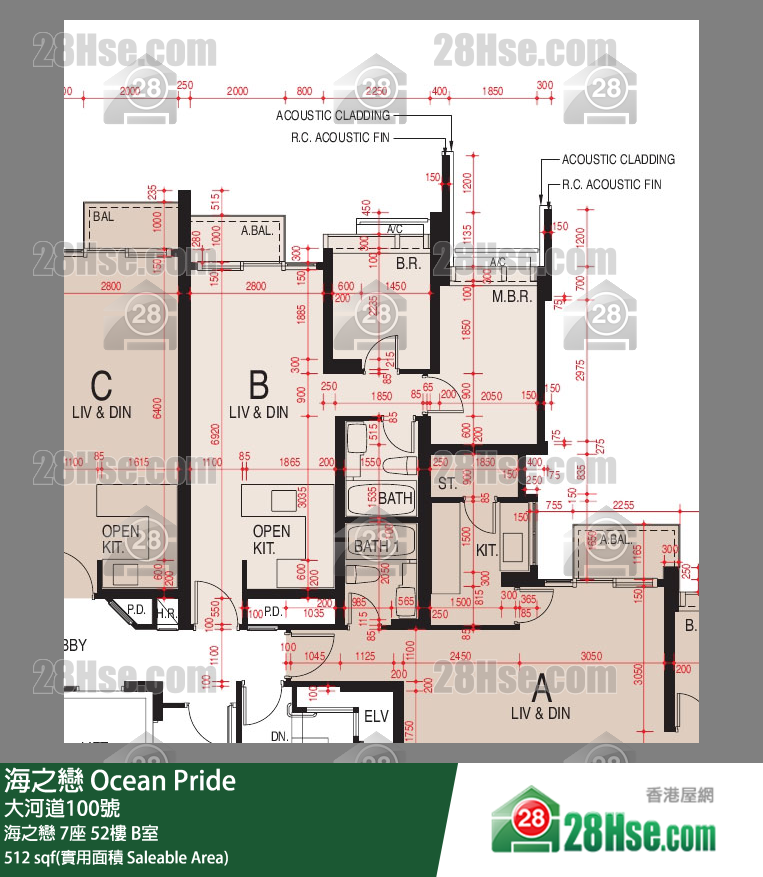 海之戀 海之戀7座52樓 B室 平面圖