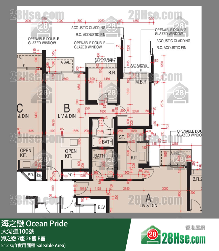海之戀 海之戀7座26樓 B室 平面圖