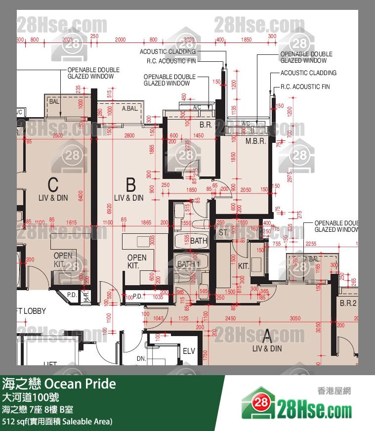 海之恋 海之恋7座8楼 B室 平面图