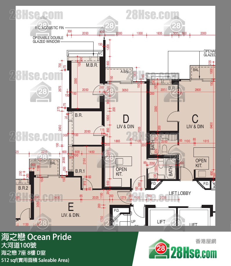 海之恋 海之恋7座8楼 D室 平面图