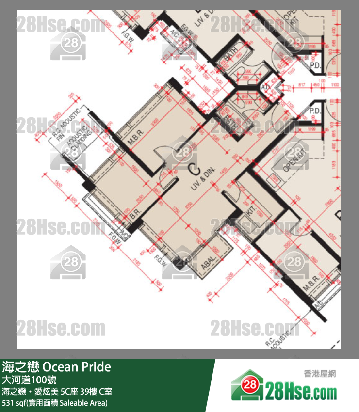 海之恋 海之恋‧爱炫美 5C座 39楼 C室 平面图