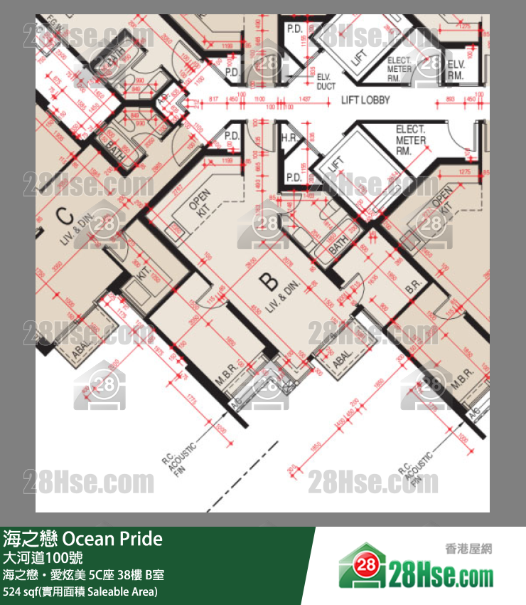 海之戀 海之戀‧愛炫美 5C座 38樓 B室 平面圖