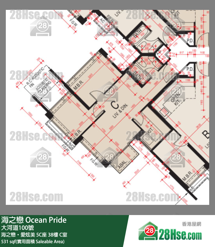海之恋 单位平面图(由 28Hse 提供)