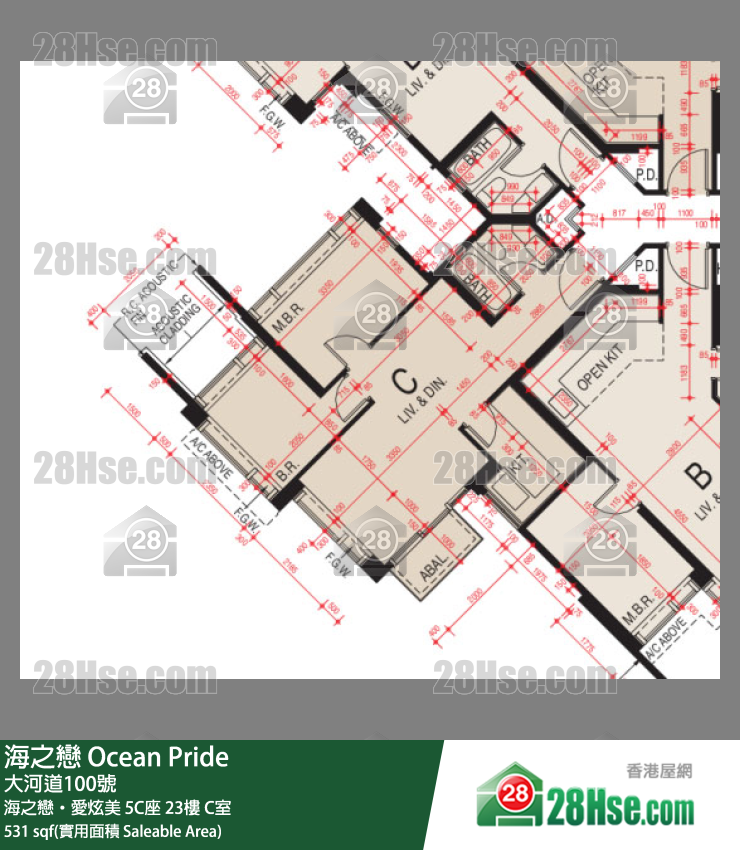 海之恋 海之恋‧爱炫美 5C座 23楼 C室 平面图