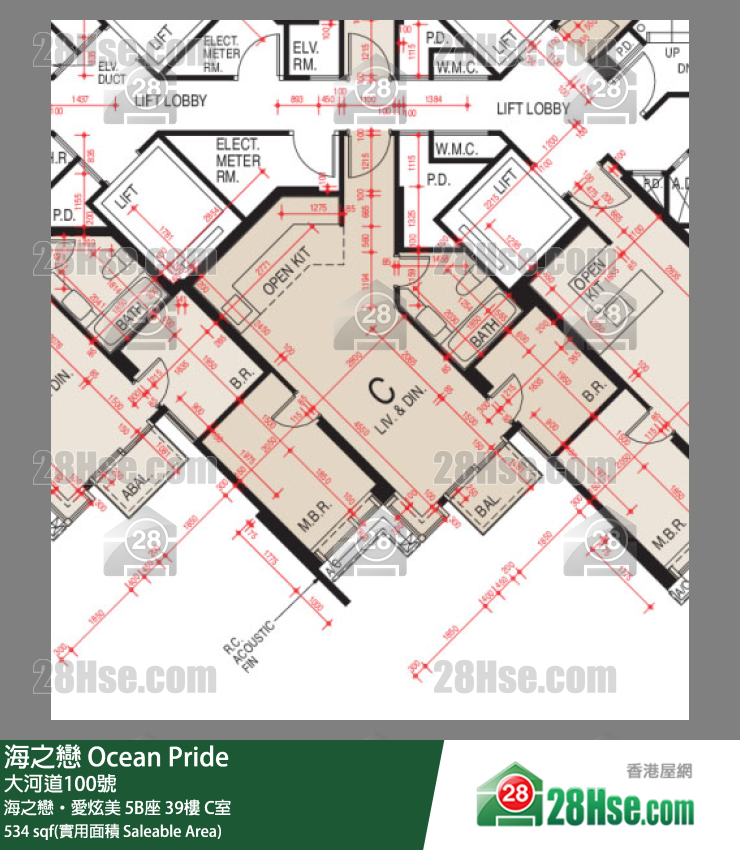 海之戀 海之戀‧愛炫美 5B座 39樓 C室 平面圖