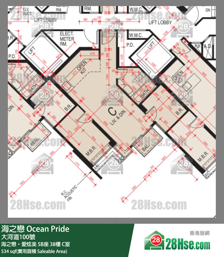 海之戀 海之戀‧愛炫美 5B座 38樓 C室 平面圖