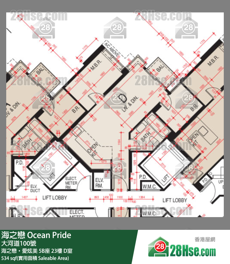 海之恋 海之恋‧爱炫美 5B座 23楼 D室 平面图