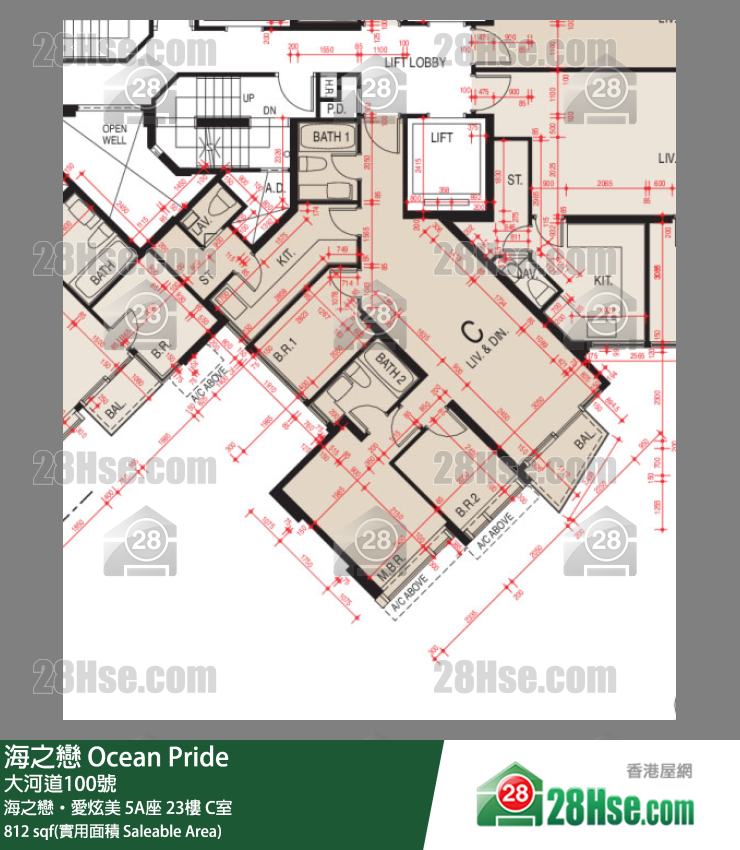 海之戀 海之戀‧愛炫美 5A座 23樓 C室 平面圖