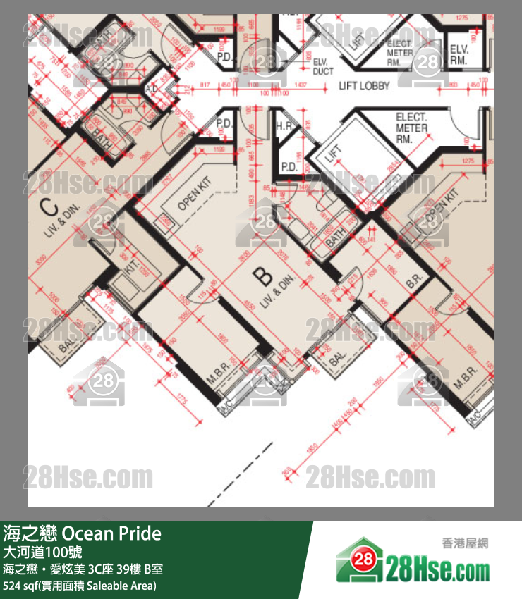 海之戀 海之戀‧愛炫美3C座39樓 B室 平面圖