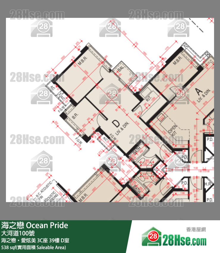 海之戀 海之戀‧愛炫美 3C座 39樓 D室 平面圖
