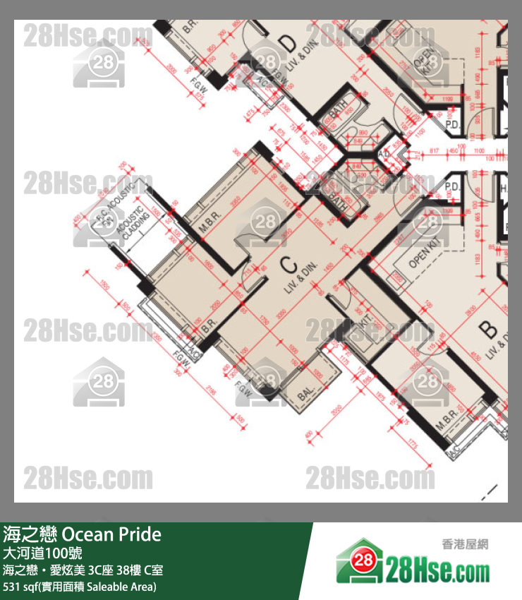 海之戀 海之戀‧愛炫美3C座38樓 C室 平面圖