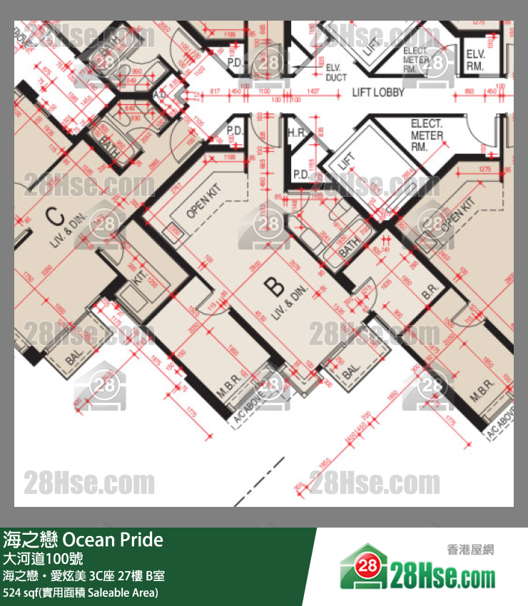 海之恋 海之恋‧爱炫美 3C座 27楼 B室 平面图