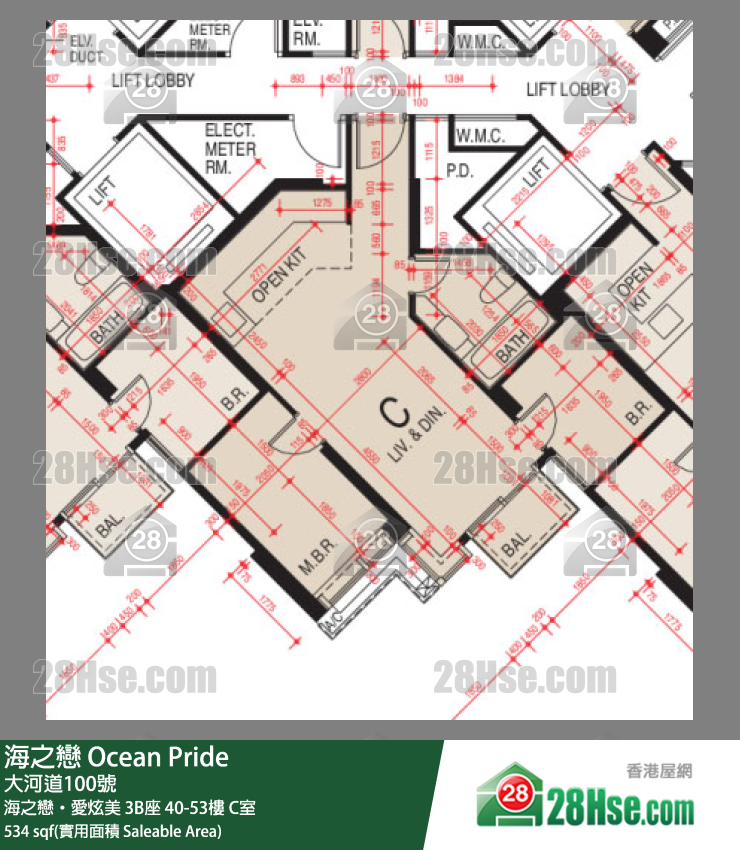 海之戀 海之戀‧愛炫美 3B座 52樓 C室 平面圖