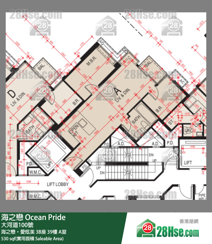 海之恋 海之恋‧爱炫美 3B座 39楼 A室 平面图