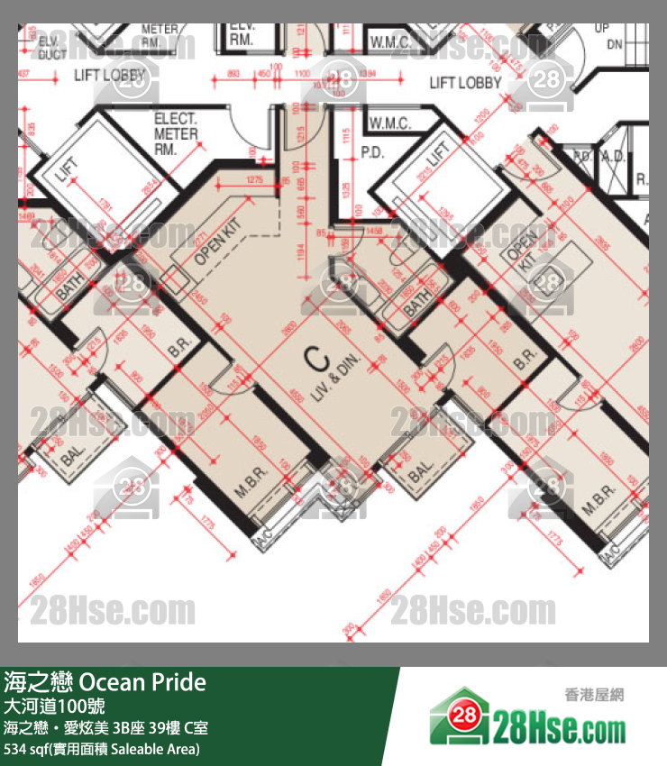海之戀 海之戀‧愛炫美3B座39樓 C室 平面圖